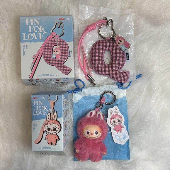 AUTHENTIC Labubu Pin for Love Plush Pendant + Letter Pendant Set – Q - Picture 1 of 2